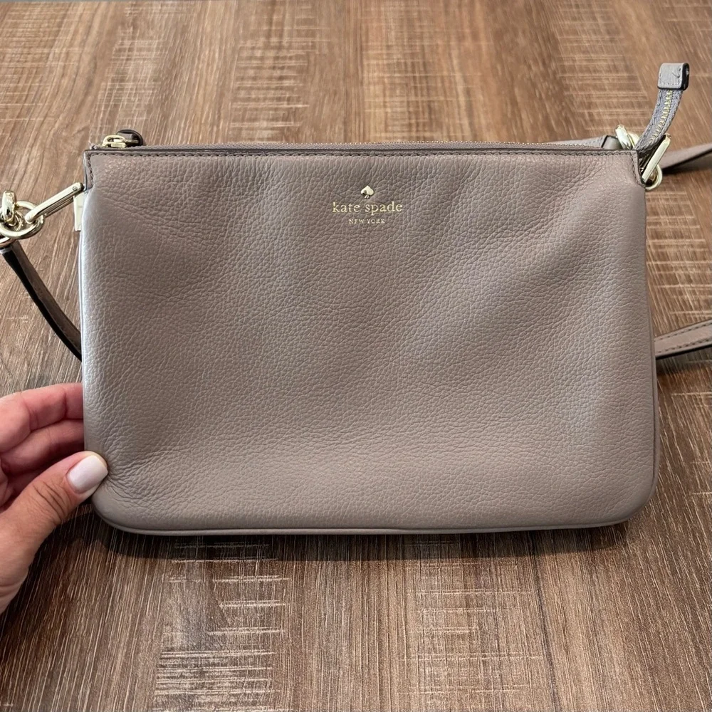 kate spade Taupe Leather Crossbody Bag with Gold Hardware